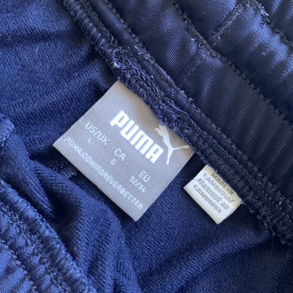 Navy Blue Puma Sweatpants With White Stripe Down Legs - Picture 3 of 5